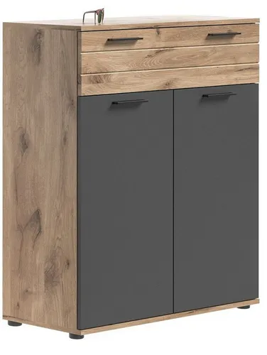MID.YOU Schuhkommode MASON - Modernes Design für Ihr Zuhause - Schuhschrank MASON: Stilvolle Kommode mit Softclose-Türen, viel Stauraum und eleganter Nox Oak Optik für modernen Wohnkomfort.