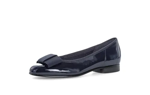 Gabor Damen Basic Geschlossene Ballerinas - Elegante Blau (Patent/Rips), 36 EU - Hausschuhe: Klassische Ballerinas mit flacher Microzell-Sohle für höchsten Komfort und stilvolles Auftreten – ideal für den Alltag.