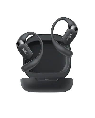 SHOKZ OpenFit 2 Open-Ear-Kopfhörer, True-Wireless-Bluetooth-Ohrhörer mit Mikrofon, Ohrbügel-Open-Ear Headphones mit 48 Stunden Wiedergabezeit, Schnellladung, IP55 Wasserfest, mit Tragetasche, Schwarz