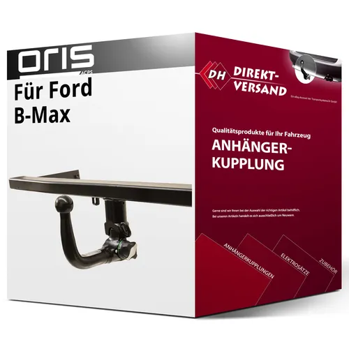Oris Abnehmbare Anhängerkupplung für Ford B-Max 2012-jetzt - Anhängerkupplung von Oris, abnehmbar und ohne Eintragung in Fahrzeugpapiere! Ideal für Ford B-Max, Anhängelast von 750 kg, einfach zu montieren.