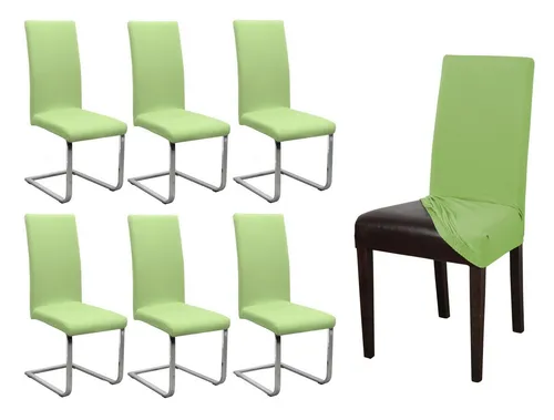 Beautex Stuhlhusse Jersey 6er Set - Elastische Stretch Husse in Hellgrün - Hussen für Stühle, 6er Set aus 96% Baumwolle, ideal für eine elegante und pflegeleichte Gestaltung Ihrer Möbel. OEKO-TEX® zertifiziert für mehr Sicherheit.
