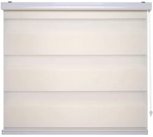 Liedeco Duo-Rollo Doppelrollo mit Kassette | B 60 x H 160 cm | Champagner - Seitenzug- & Springrollos mit stufenloser Regulierung des Lichteinfalls. Die Kassette schützt den Stoff und ermöglicht eine platzsparende Montage.
