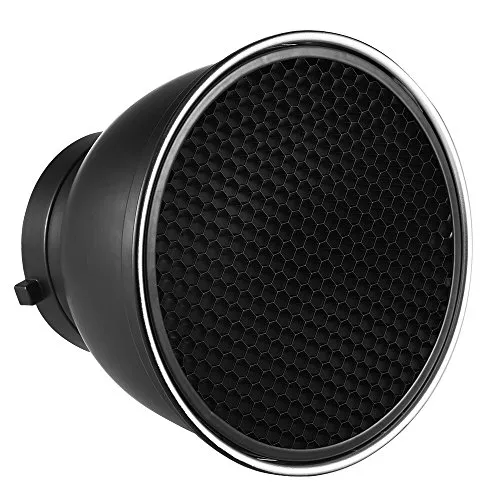 Andoer 7 Zoll Standardreflektor, Flacher Diffusor, Lampe mit 60 Grad Gitter, für Bowens für Flash-Studio Strobe Speedlite (Reflektor)