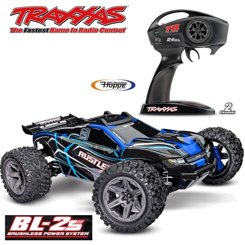 TRAXXAS Rustler 4x4 blau RTR BL-2S Brushless - RC-Modelle: 1/10 Stadium Truck mit beeindruckender Geschwindigkeit und robustem Design, bereit zum Fahren (RTR) für sofortigen Fahrspaß!
