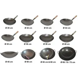 AAF Nommel Wok Ø 38 cm aus Karbon-Stahl - Pfanne mit natürlicher Antihaftbeschichtung nach dem Einbrennen, ideal für Gas, Induktion und Grill. Hitzebeständig bis 270 °C, perfekt für vielseitige Einsatzmöglichkeiten in Küche und Outdoor.
