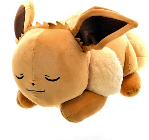 Pokémon PKW0222 - 45 cm Schlafendes Plüsch Evoli, ultraweich und ideal zum Kuscheln für Pokémon-Fans ab 2 Jahren