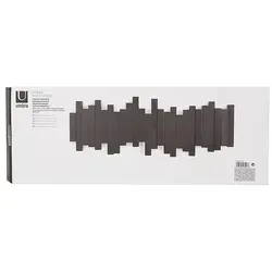 Umbra Kleiderhaken Stäbchen, klappbar, schwarz - Moderne Garderobenleiste aus schwarzem Kunststoff mit 5 klappbaren Haken, ideal für platzsparende Aufbewahrung von Jacken und Accessoires in Flur, Schlafzimmer oder Büro.