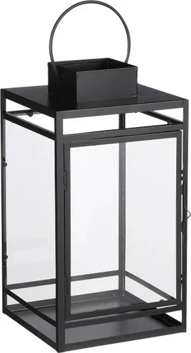 Mica Laterne Storm schwarz aus Eisen 36 x 19 x 19,5 cm - Deko-Accessoires: Stilvolle Laterne aus robustem Eisen, ideal für stimmungsvolle Beleuchtung in Ihrem Wohnraum oder Garten.