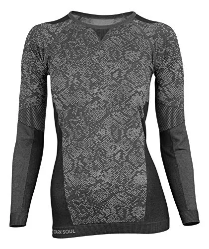 STARK SOUL Damen Seamless Funktionsunterwäsche, Thermo Unterwäsche, Langarm Shirt, Grau, Gr. L/XL