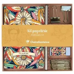 Clairefontaine Frida Kahlo Schreibset - Register - Kreatives Schreibset mit Notizbuch, Bleistift und Briefklemmern, inspiriert von Frida Kahlo für stilvolles Notieren.