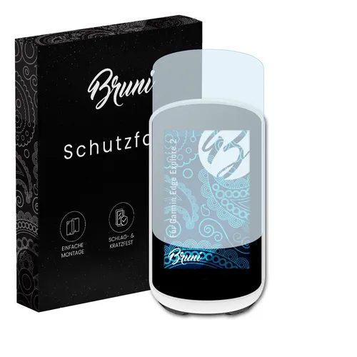 Bruni Schutzfolie kompatibel mit Garmin Edge Explore 2 Folie, glasklare Displayschutzfolie (2X)