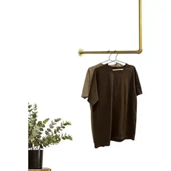 RSR Hangers Kleiderstange Garderbe Industrial L-Form Garderobenstange Gold 50 cm x 50 cm