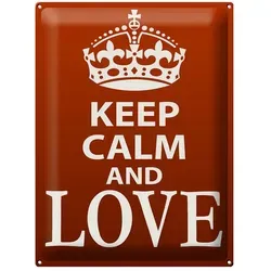 Femer GmbH Metallschild Spruch 30x40cm Keep Calm and Love, (1 St), gewölbte Oberfläche, abgerundete Ecken, umgeschlagene Kanten