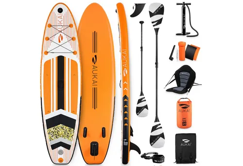 Aukai SUP-Board PRO 320cm - 2in1 Aufblasbares Stand up Paddle Set - SUP-Boards mit Kajak-Sitz, Action-Cam-Halterung und 5 Jahren Garantie für unvergessliche Abenteuer auf dem Wasser.
