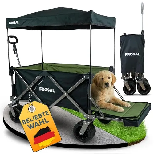 Frosal Bollerwagen Theo faltbar - Praktischer Handwagen für Ausflüge - Faltbarer Bollerwagen Theo mit stabiler Bauweise, viel Stauraum und pannensicheren Reifen. Ideal für Einkäufe, Picknick oder Camping, max. Zuladung 80 kg.