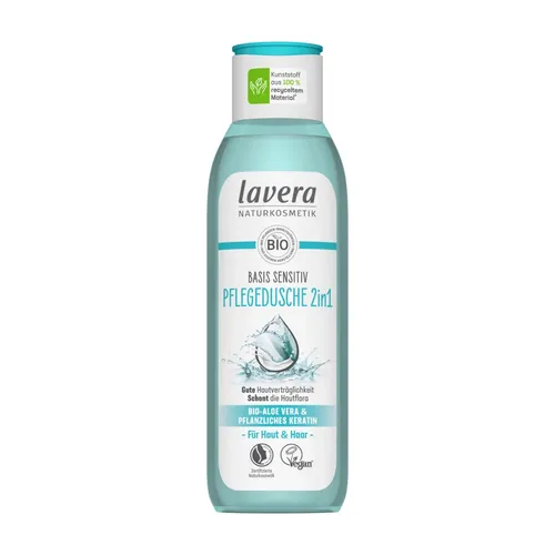 lavera Duschgel Basis Sensitiv - Hydro Feeling 2in1 Pflegedusche 250ml - Duschgele für sanfte Reinigung von Haut & Haar, pH-hautneutrale Formel mit milden Tensiden, ideal für trockene & sensible Haut – für ein erfrischend-sanftes Wohlfühlerlebnis.