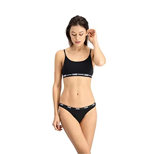 PUMA Damen Puma Iconic Women's (2 Pack) Bikini Style Underwear, Black, S EU