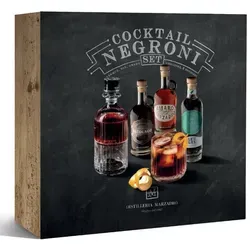 Marzadro Negroni Geschenk-Set - Likör & Kräuterschnaps – Komplettes Set für Negroni-Liebhaber: Amaro, Gin, Wermut, Karaffe und zwei Tumbler für den perfekten Genuss.