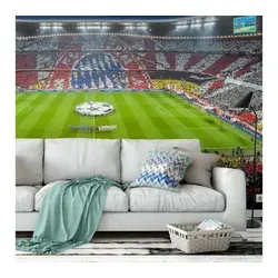 FC Bayern München Fototapete - Sportliche Wohnzimmer Tapete für Fans - Gestalte dein Zuhause mit der bunten FC Bayern München Fototapete. Ideal für den Indoor-Bereich, bringt sie die Fußballleidenschaft in dein Wohnzimmer. Maße: 5.28 m x 3.5 m, aus hochwertigem Vlies.