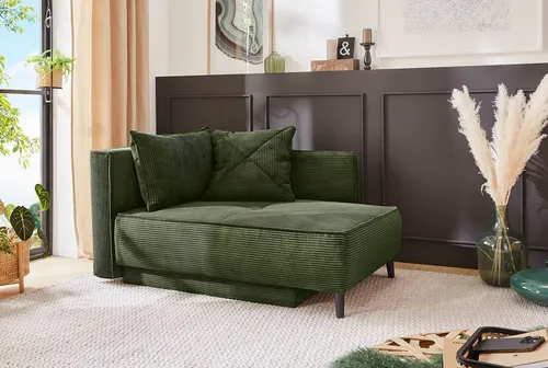 Jockenhöfer Gruppe Recamiere Rex mit Bettfunktion - Longchair mit Federkernpolsterung, bietet eine ausziehbare Liegefläche von 85x200 cm und praktischen Bettkasten für zusätzlichen Stauraum. Ideal für spontane Übernachtungsgäste!