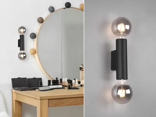 LED Wandleuchte 2 flammig Schwarz - Up and Down Licht für Flur - Moderne 2-flammige LED Wandleuchte in elegantem Schwarz. Ideal für stimmungsvolle Beleuchtung in jedem Raum. Mit dimmbaren Filament-LEDs für individuelle Lichtakzente und optimale Lichtverhältnisse.