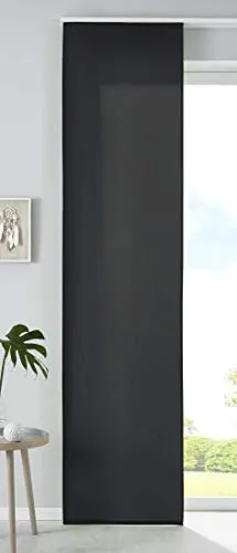 Gardinenbox 1er Set Schiebegardine Flächenvorhang Mikrofaser Vorhang Gardine Raumteiler HxB 245x60 cm Schwarz Matt Paneelwagen Beschwerungsstange, 85600N