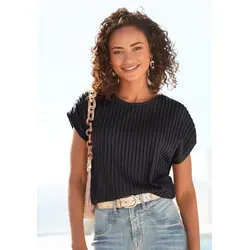 Lascana Damen Kurzarmshirt - Vielseitig kombinierbar - T-Shirts für Damen, mit hohem Halsausschnitt und supersofter, bügelfreier Jerseyqualität für optimalen Tragekomfort.