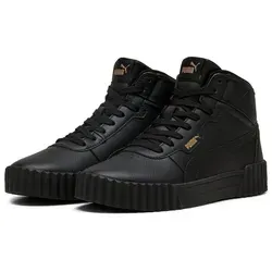 PUMA Damen Carina 3.0 Mid Sneaker, Schwarz Gold, 38 EU - Damen-Sneaker mit stylischem Mid-Design und Komfort, ideal für sportliche Looks und den Alltag.