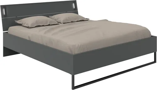 Futonbett WIMEX "Tilburg" mit LED Beleuchtung - Stylisches Futonbett in Grafit mit schwarzer Absetzung, inklusive stimmungsvoller LED Beleuchtung für gemütliche Nächte. Perfekt für jedes Schlafzimmer.