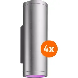 Philips Hue Appear Wandleuchte White & Color - Edelstahl 4er-Pack - Gestalte deinen Außenbereich mit den Philips Hue Appear Edelstahl Wandleuchten. Mit 16 Millionen Farben und flexibler Steuerung über die Hue-App, sorgen sie für ein stimmungsvolles Ambiente und Sicherheit bei Nacht.