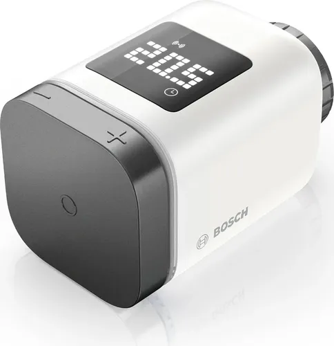 Bosch Smart Home Heizkörperthermostat II [+M] - Smartes Thermostat für individuelles Raumklima - Thermostate: Smarte Temperaturregelung für individuelle Wohlfühltemperaturen, energieeffizient und flexibel im Bosch Smart Home oder Matter System.