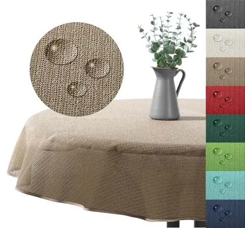 Outdoor Tischdecke Gartentischdecke wasserfest wetterbeständig rutschfest waschbar Outdoortischdecke Weichschaum Garten Balkon Camping Party Tischdeko Typ883 Cappuccino 160x220 cm oval