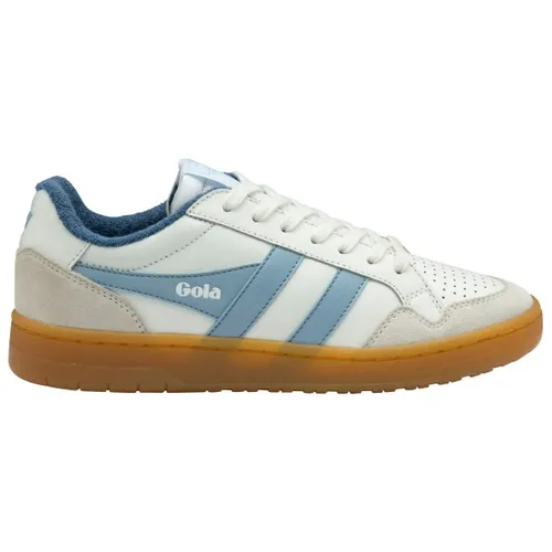 Gola Eagle '86 Sneaker für Damen – Weiß/Moonlight - Stylische Damen-Sneaker im Vintage-Design mit robuster Gummisohle für optimalen Halt. Hochwertiges Obermaterial aus Baumwolle sorgt für Komfort und Langlebigkeit, ideal für kältere Tage.