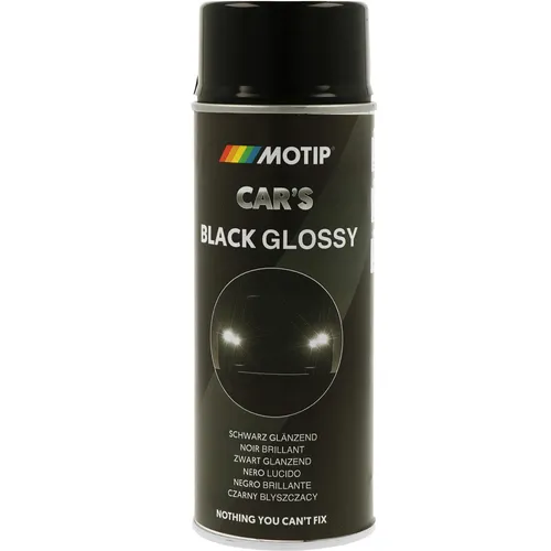 Lackspray schwarz glänzend 400ml von Motip Car's - Hochwertiger Nitrokombi-Lack in glänzendem Schwarz, ideal für Fahrzeuglackierungen. Die 400ml Dose sorgt für eine gleichmäßige und deckende Anwendung.