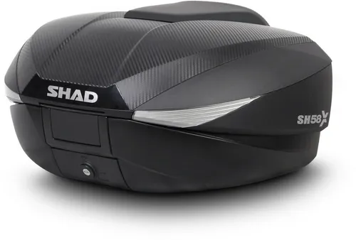 Shad Top-Case Sh58X - Größenverstellbar in Carbonlook - Topcase für Motorräder, variabel einstellbar mit 46-58 Liter Stauraum. Ideal für den Alltag, Wochenendausflüge oder Urlaubstouren. Wasserdicht und passend für fast alle Gepäckträger.