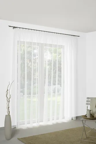 Wirth Gardine Manuela – Halbtransparente Voile Gardine mit Faltenband - Die halbtransparente Gardine »Manuela« von Wirth verleiht jedem Raum einen klassischen und wohnlichen Look. Mit eingenähtem Faltenband für perfekten Faltenwurf und in verschiedenen Farben erhältlich.