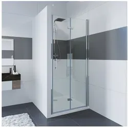 IMPTS Dusch-Drehtür 75x195 cm - Duschkabine mit Sicherheitsglas und hochwertigen Aluminiumprofilen in Chrom, ideal für Nischeninstallationen und platzsparend dank faltbarem Design.