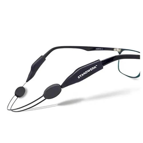STANDWERK® Brillenband – Zuverlässiges Sportbrillenband für Damen, Kinder und Herren – Ideal für Sport & Freizeit – Normale Länge (Schwarz) - SICHERHEIT BEIM SPORT – Das STANDWERK Brillenband schützt deine Brille vor Verlust und Stürzen. Durch das innovative Design lässt sich die Länge einfach anpassen und bietet besten Tragekomfort. Hochwertige Materialien garantieren Langlebigkeit.