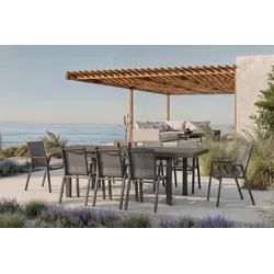 HARTMAN Aruba Garten-Essgruppe, xerix, Alu/Textilene, Tisch 180/240x100cm, 8 Stapelsessel