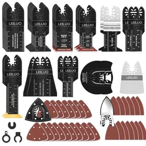 LEILUO 158 teiliges Multitool Sägeblatt Set universelles Zubehör für oszillierende Werkzeuge mit Aufbewahrungstasche kompatibel mit Einhell Makita DTM51Z Dremel Parkside und mehr