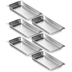 VEVOR 6er-Pack Hotelpfannen Edelstahl - Gastrovorratsbehälter aus robustem 201 Edelstahl, hitze- und kältebeständig mit 9,25L Kapazität - ideal für Gastronomie und Heimküche.