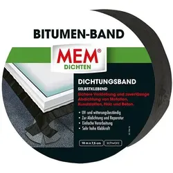 MEM Bitumenband 30836607, wasserdichtes Reparaturband - Abklebebänder, 7,5 cm breit, selbstklebend und ideal für dauerhafte Abdichtung von Fugen und Dachabdeckungen, UV- und witterungsbeständig.