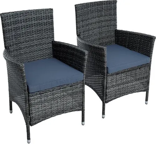 ESTEXO Polyrattan Gartenstuhl Set - 2er Rattanstuhlset für Outdoor - Möbelsets: Hochwertiges 2er Polyrattan Gartenstuhlset mit Metallgestell, ideal für Balkon und Terrasse. Inklusive bequemer Kissenbezüge in wählbaren Farben.
