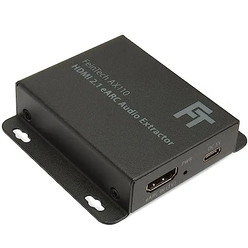 FeinTech AX110 HDMI 2.1 eARC Audio Extractor - Audio & Video Adapter für höchsten Klanggenuss, überträgt Audiosignale von deinem Fernseher an Soundsysteme ohne HDMI-eARC, unterstützt Dolby Atmos und 4K 120Hz.