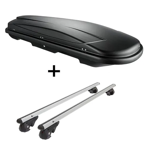 VDP Dachbox VDPJUXT400 für Ford Focus Turnier DNW 98-04 - Gepäckträger mit 400L abschließbarer Dachbox in Schwarz, ideal für Ford Focus Turnier 1998-2004. Maximale Sicherheit durch Zentralverriegelung und einfache Montage mit Aluminium Relingträger.