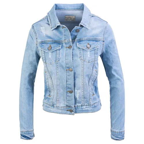 Rock Creek Jeansjacke Regular Fit - Klassische Damen Funktionsjacke von Rock Creek mit geradem Schnitt, zwei Brusttaschen und spitzem Kragen, ideal für lässige Outfits und vielseitige Kombinationsmöglichkeiten.