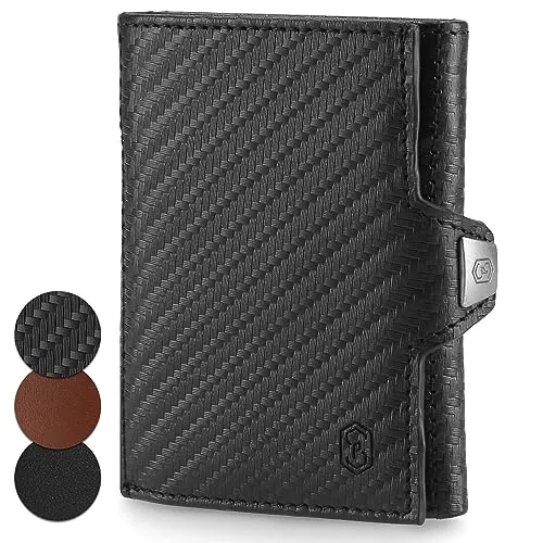 slimpuro TRYO Mini-Geldbörse aus Leder für Herren & Damen - Kompakte Geldbörse mit Münzfach, Platz für bis zu 20 Scheine und mehrere Karten. Der bruchfeste Aluminiumrahmen und das edle Echtleder sorgen für Langlebigkeit und Stil. Ideal für die vordere Hosentasche.