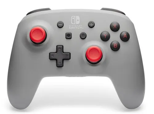 Kabelloser PowerA-Controller für Nintendo Switch - Retro-Grau - Controller für Nintendo Switch mit kabelloser Freiheit und bis zu 40 Stunden Spielzeit. Ergonomisches Design für langen Spielspaß, offiziell lizenziert und ideal für Nintendo Switch, OLED-Modell und Lite.
