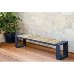 OUTFLEXX Kona Bank, dark grey/natur, Alu/recyceltes Teak, 200x40x45cm, rustikal gebürstet, U-Gestell, FSC®-zertifiziertes Produkt