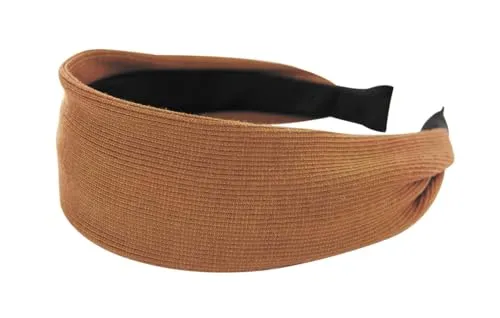 axy Breiter Haarreif aus geripptem Stoff Wunderschön Damen Stirnband Haarschmuck Haarreifen Hairband HR10B (Braun, breit)